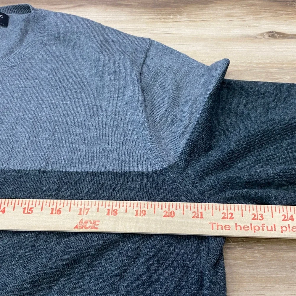 Banana Republic Sweater XL Colorblock Merino Wool Crewneck Grey Black